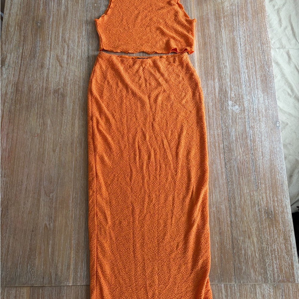 Naked Wardrobe Orange Skirt Set
